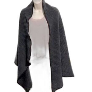 ANTHROPOLOGIE Recycled Boucle Charcoal Gray Grey Scarf Thick Warm Shawl Wrap